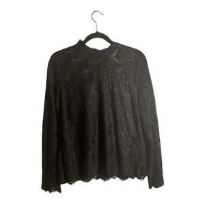 H&M Women’s Black Long-sleeved lace top Blouse Shirt Size Medium